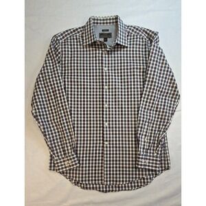 Jos A Bank Reserve Tailored Fit Men's Plaid Button Up Cotton Long Sleeve Shirt